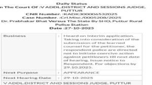 Puttur; Relief for Kalladka Prabhakar Bhat in provocative speech case