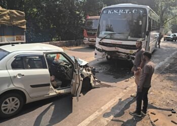 KSRTC Rajahamsa bus-car collision near Gundya: Three dead on the spot
