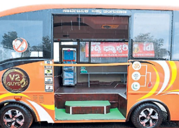 Bus stop built from a bus near Mangalore