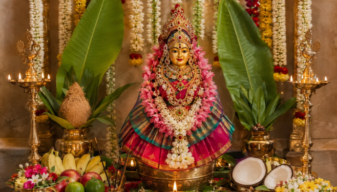 Varamahalakshmi festival celebrations; special prayers in homes.